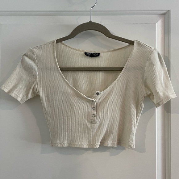 Topshop Tops - Topshop Cropped white top Size2